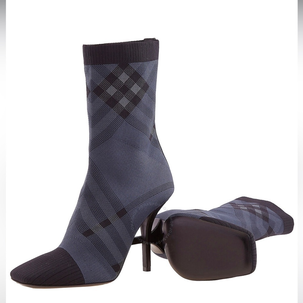 BURBERRY Dolman Check-Pattern Sock Ankle Boots, Brand Size 8.5 US, NWT - Picture 5 of 10